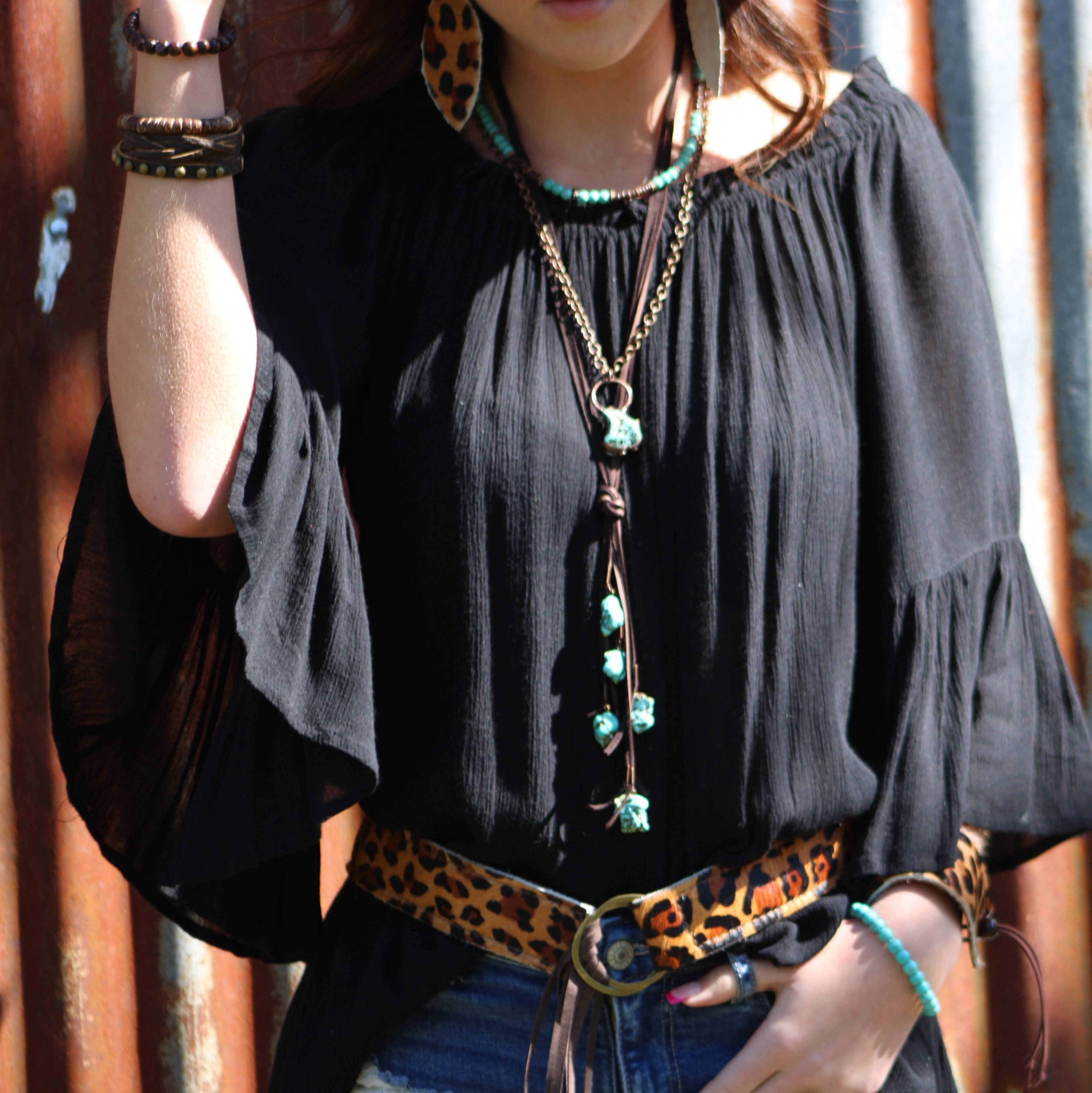 Multi-Strand Leather Cuff with Antique Gold Studs