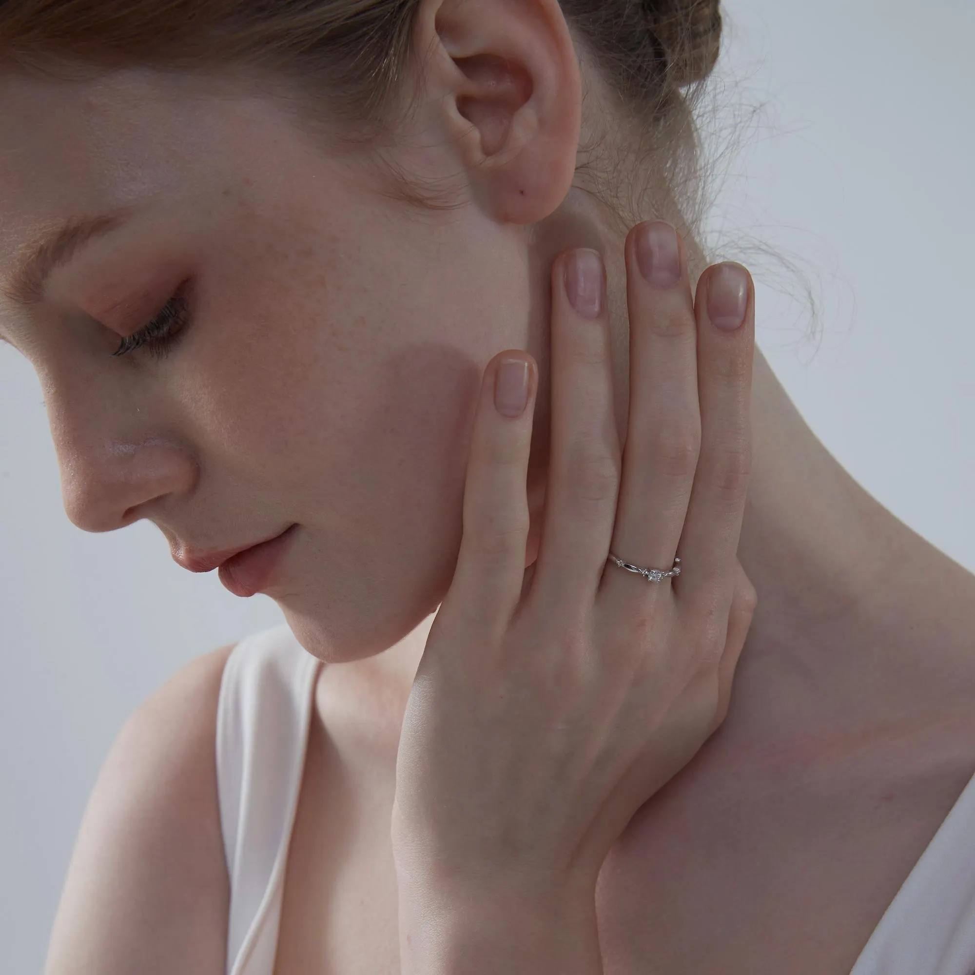 Four-Prong Moissanite Engagement Ring in 925 Sterling Silver: 8 1/2 US/CA