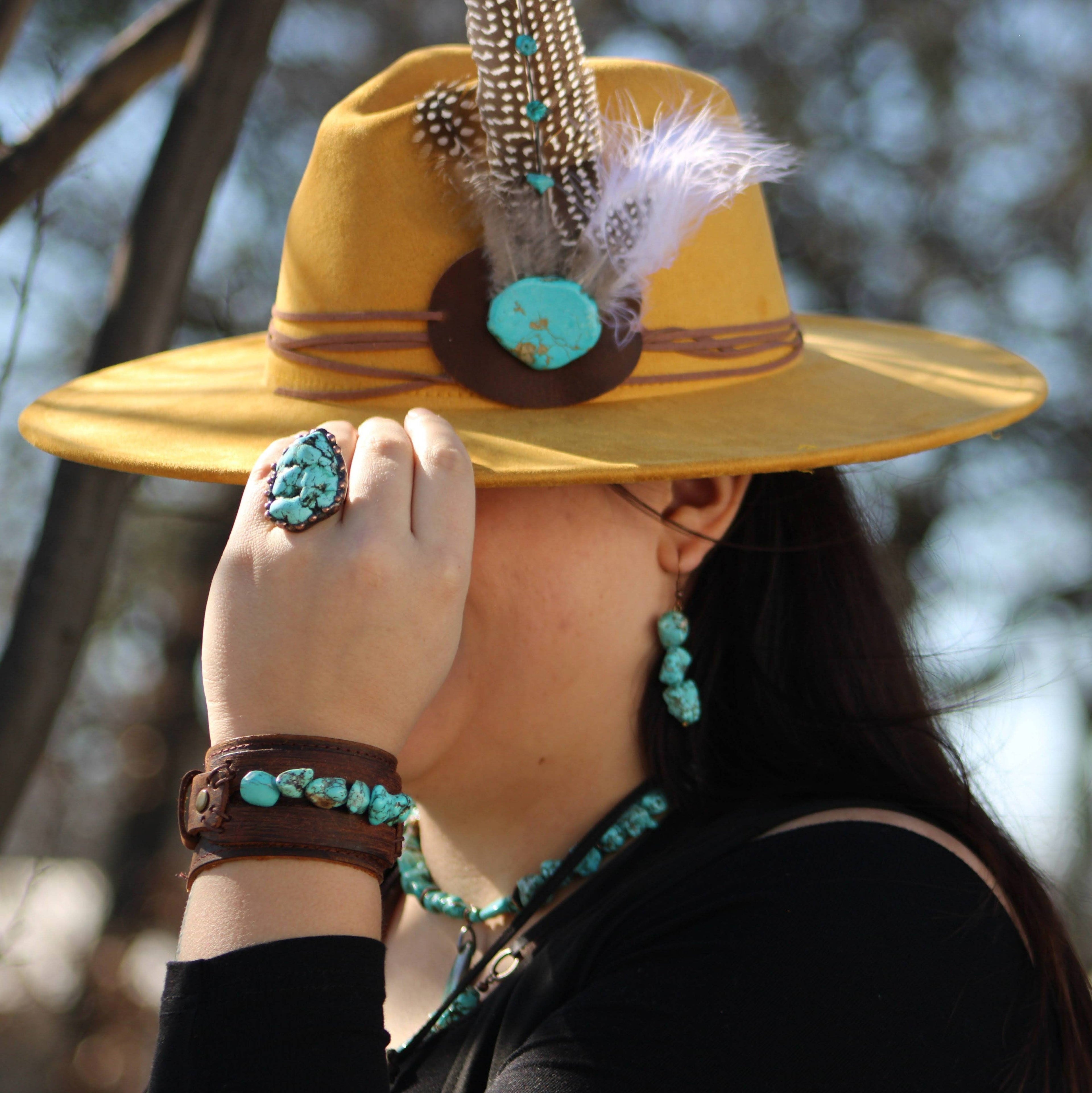 Blue Turquoise Ring set in Antique Copper 012w: Blue