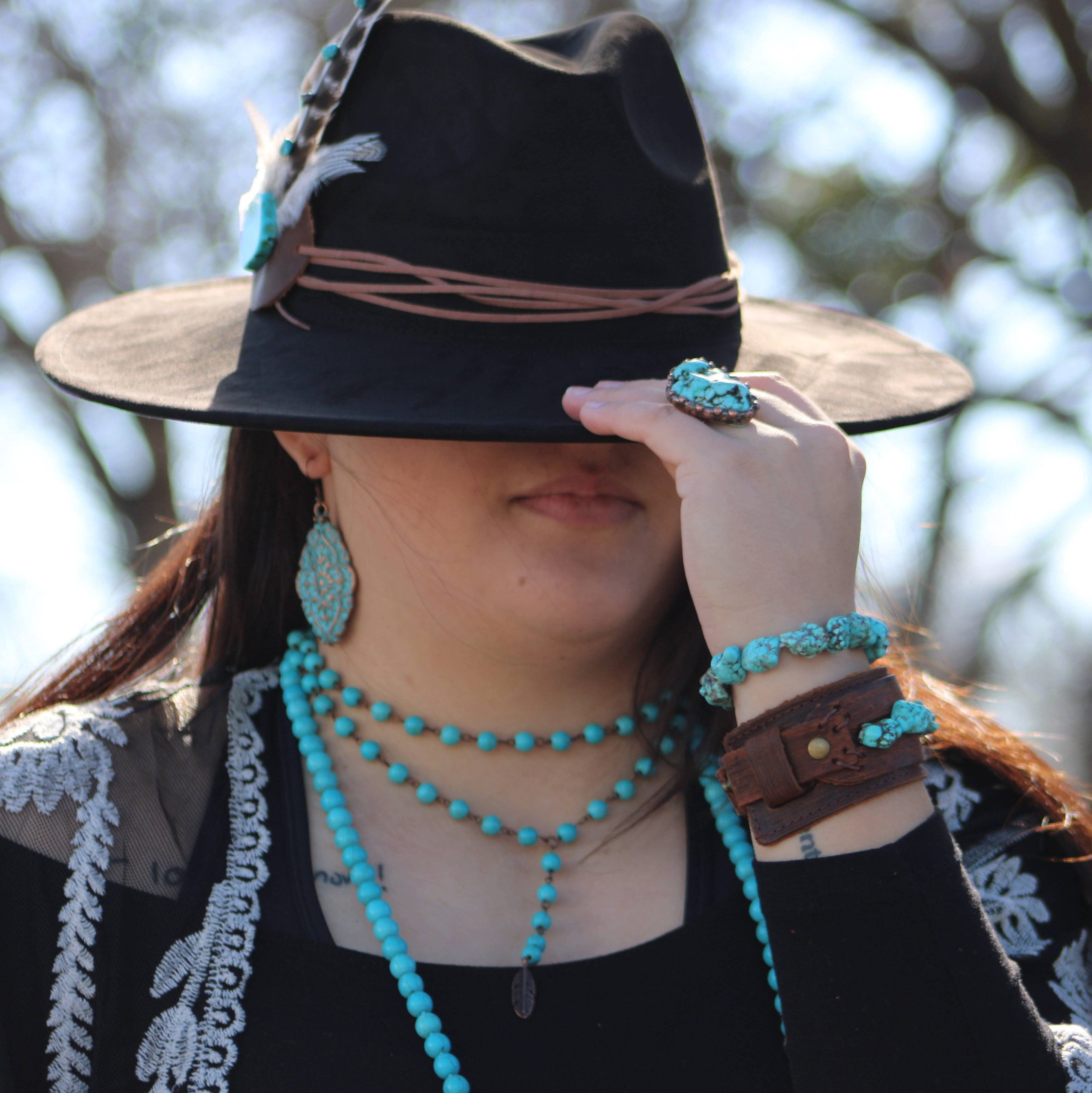 Blue Turquoise Ring set in Antique Copper 012w: Blue