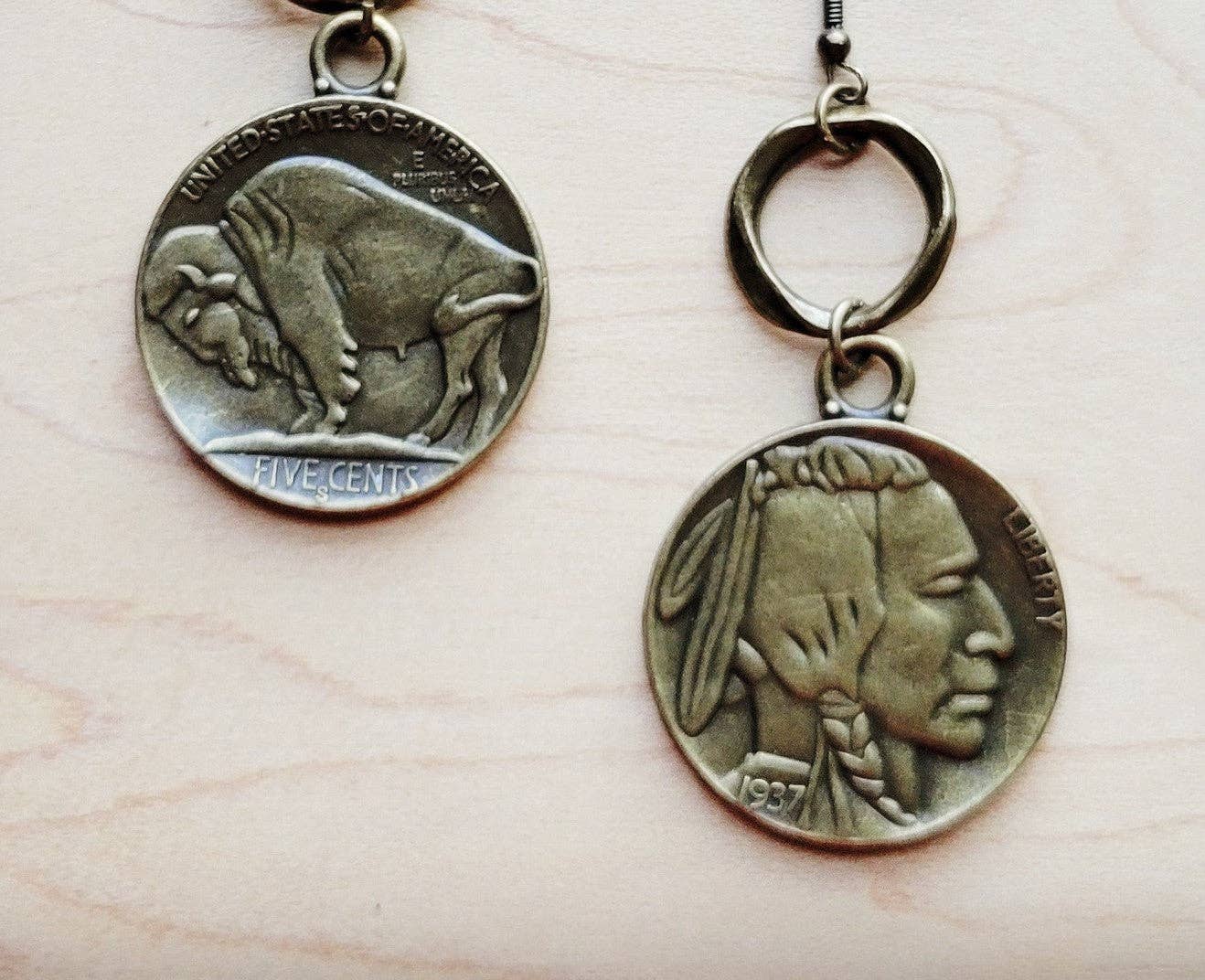 African Turquoise Collar-Length Necklace Indian Buffalo Coin