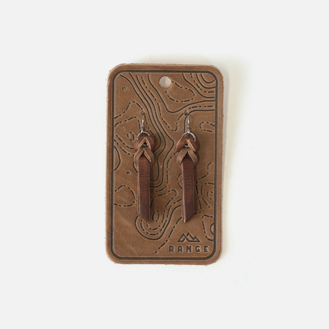 Braided Full-Grain Leather Drop Earrings: Nut Brown