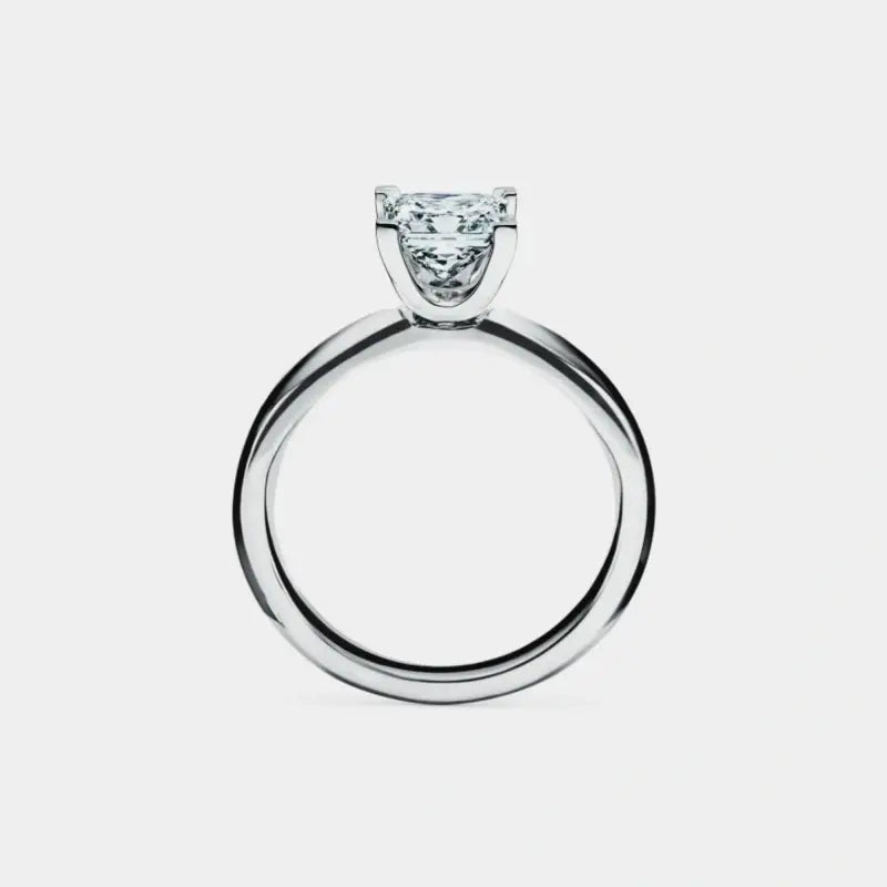 Princess Cut Moissanite Engagement Ring in Sterling Silver: 1.0 ct