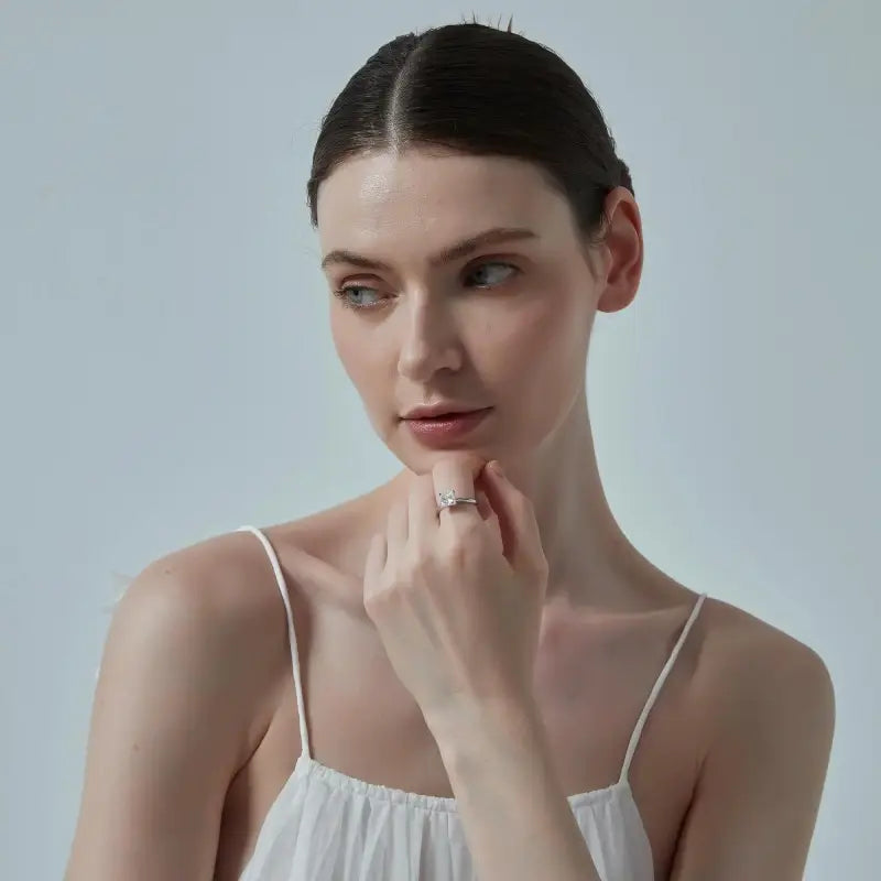 Princess Cut Moissanite Engagement Ring in Sterling Silver: 1.0 ct