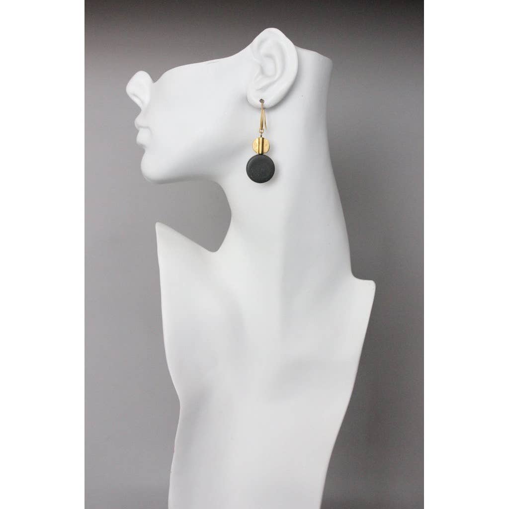 ATHE04 Jasper and brass earrings