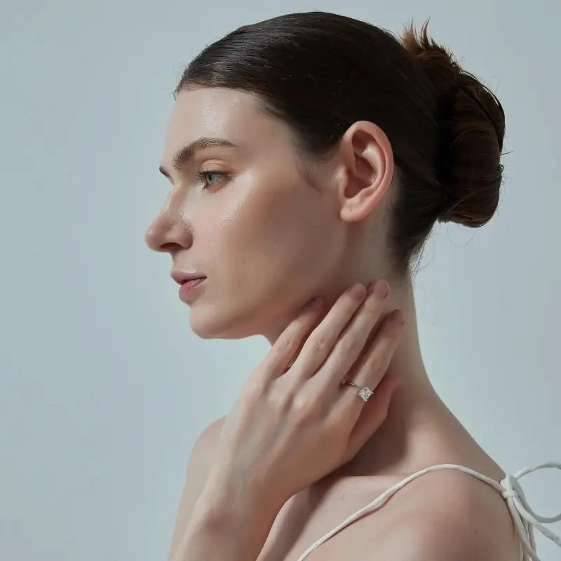 Princess Cut Moissanite Engagement Ring in Sterling Silver: 1.0 ct