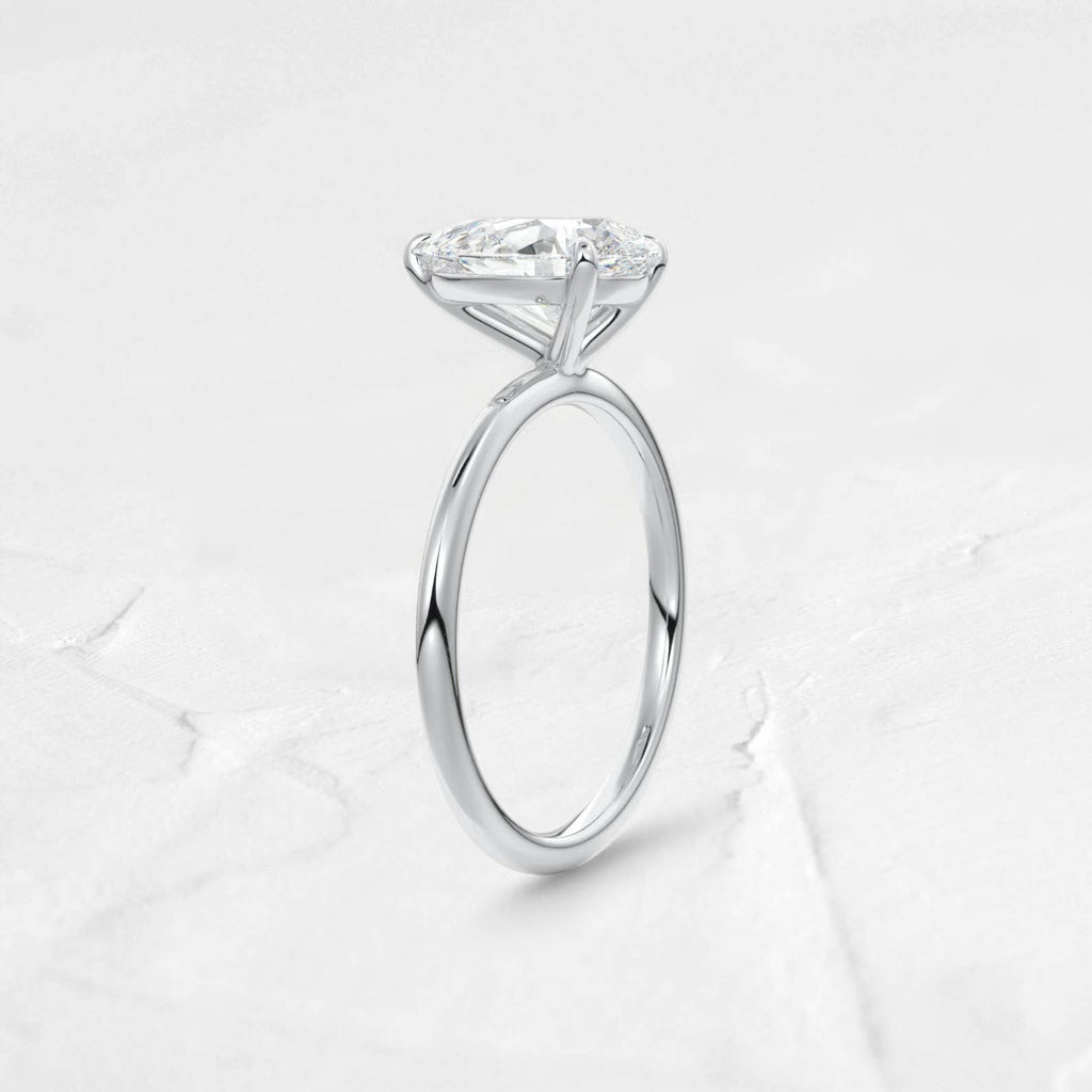 2.13CT Pear cut Solitaire Moissanite Ring in 925 Silver: 925 Sterling Silver / 8.75