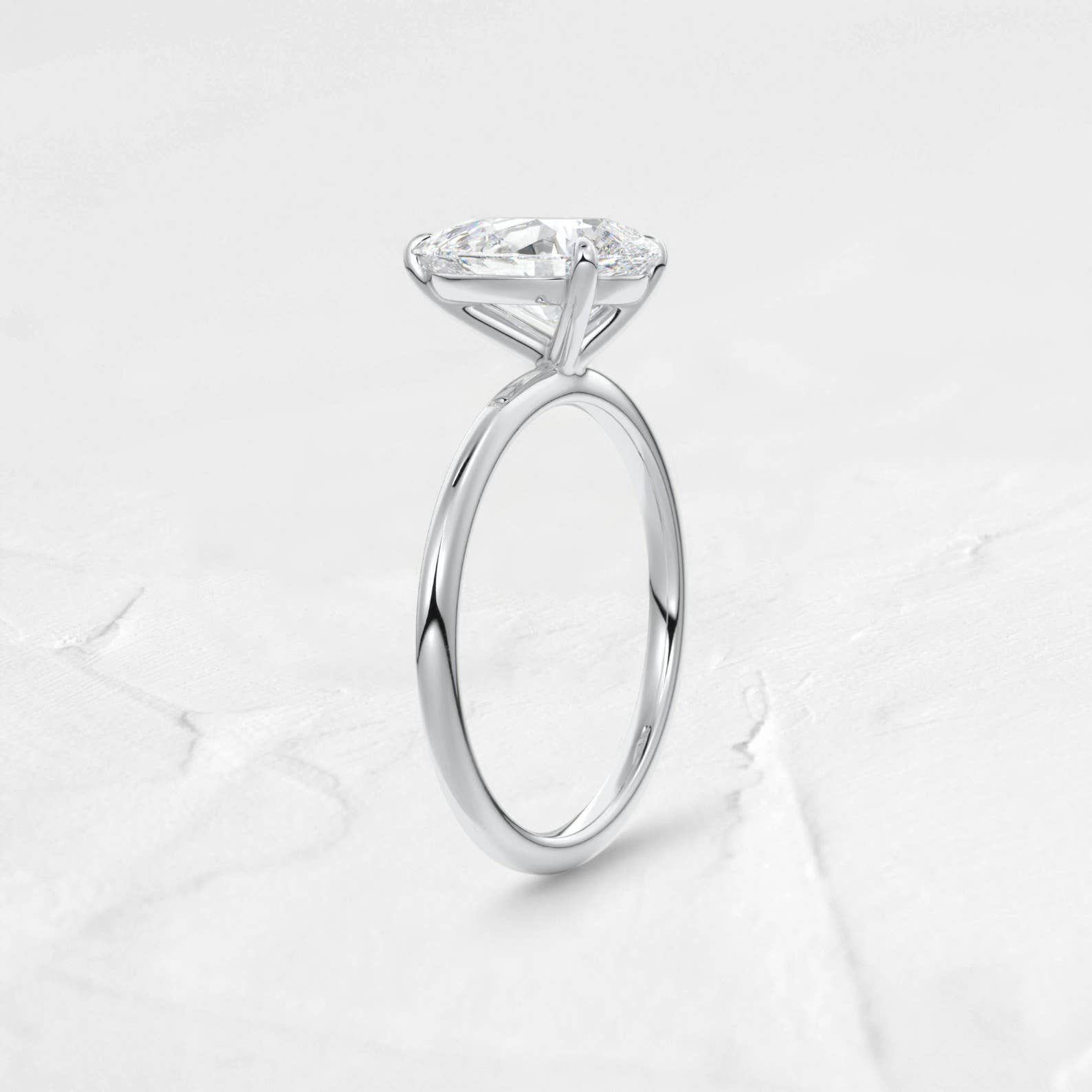 2.13CT Pear cut Solitaire Moissanite Ring in 925 Silver: 925 Sterling Silver / 8.75