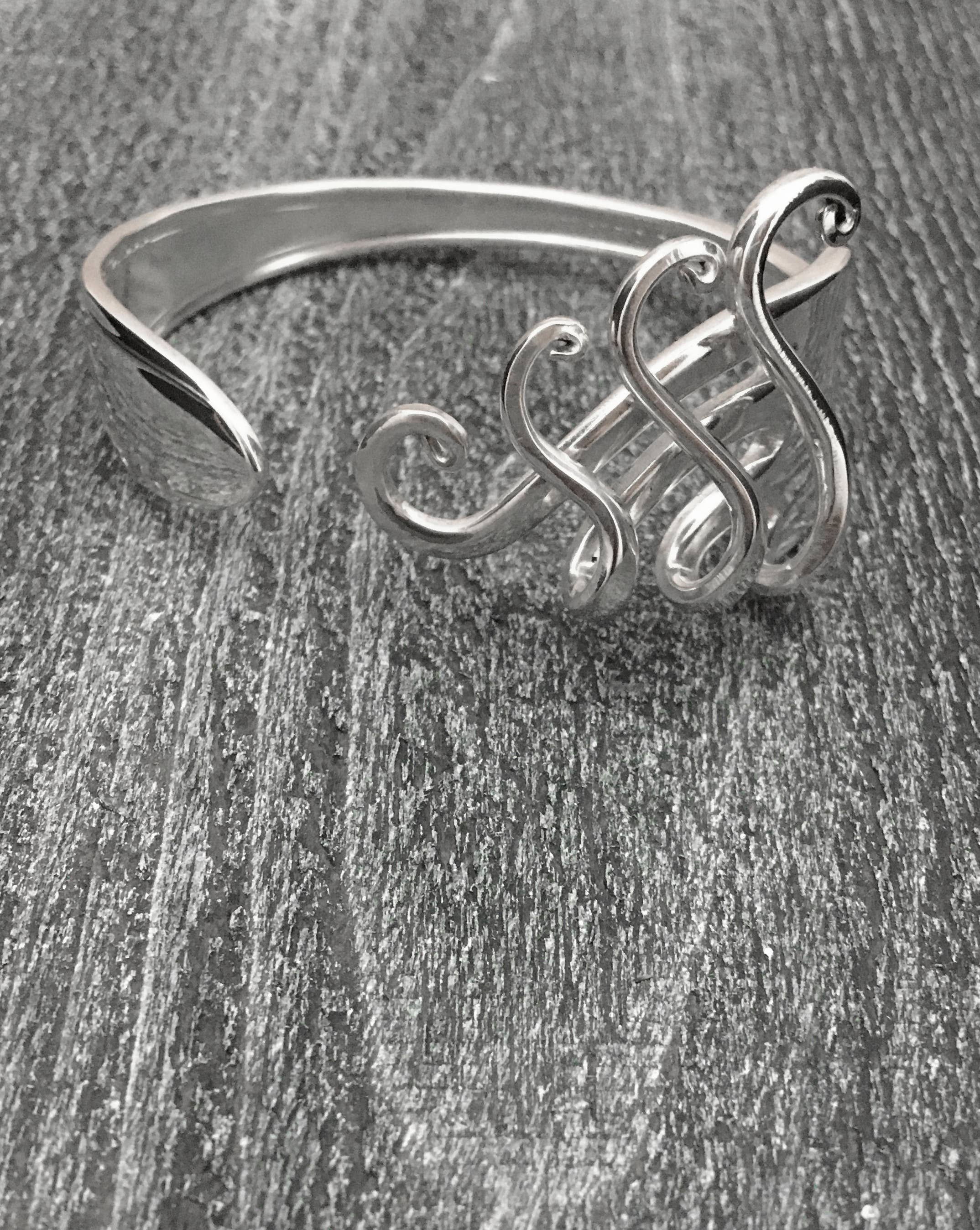 Unique Silver Fork Bracelet Size Large