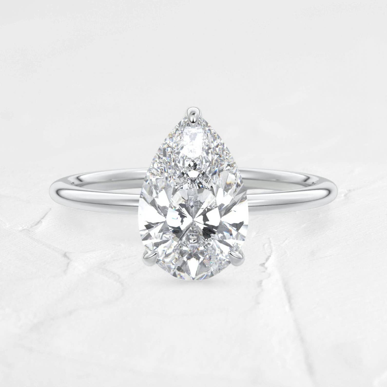 2.13CT Pear cut Solitaire Moissanite Ring in 925 Silver: 925 Sterling Silver / 8.75
