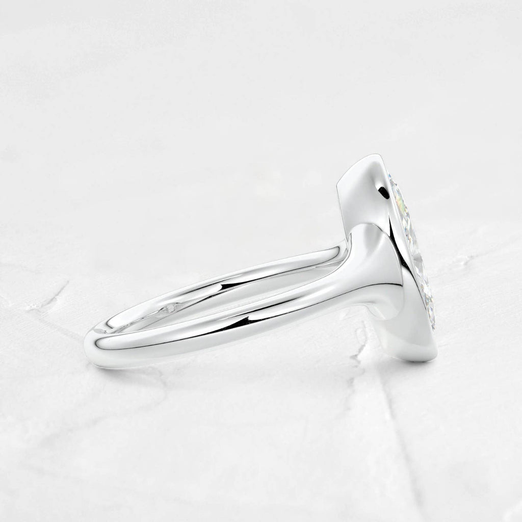 1CT Bezel Set Marquise Moissanite Ring in 925 Silver: 925 Sterling Silver / 5