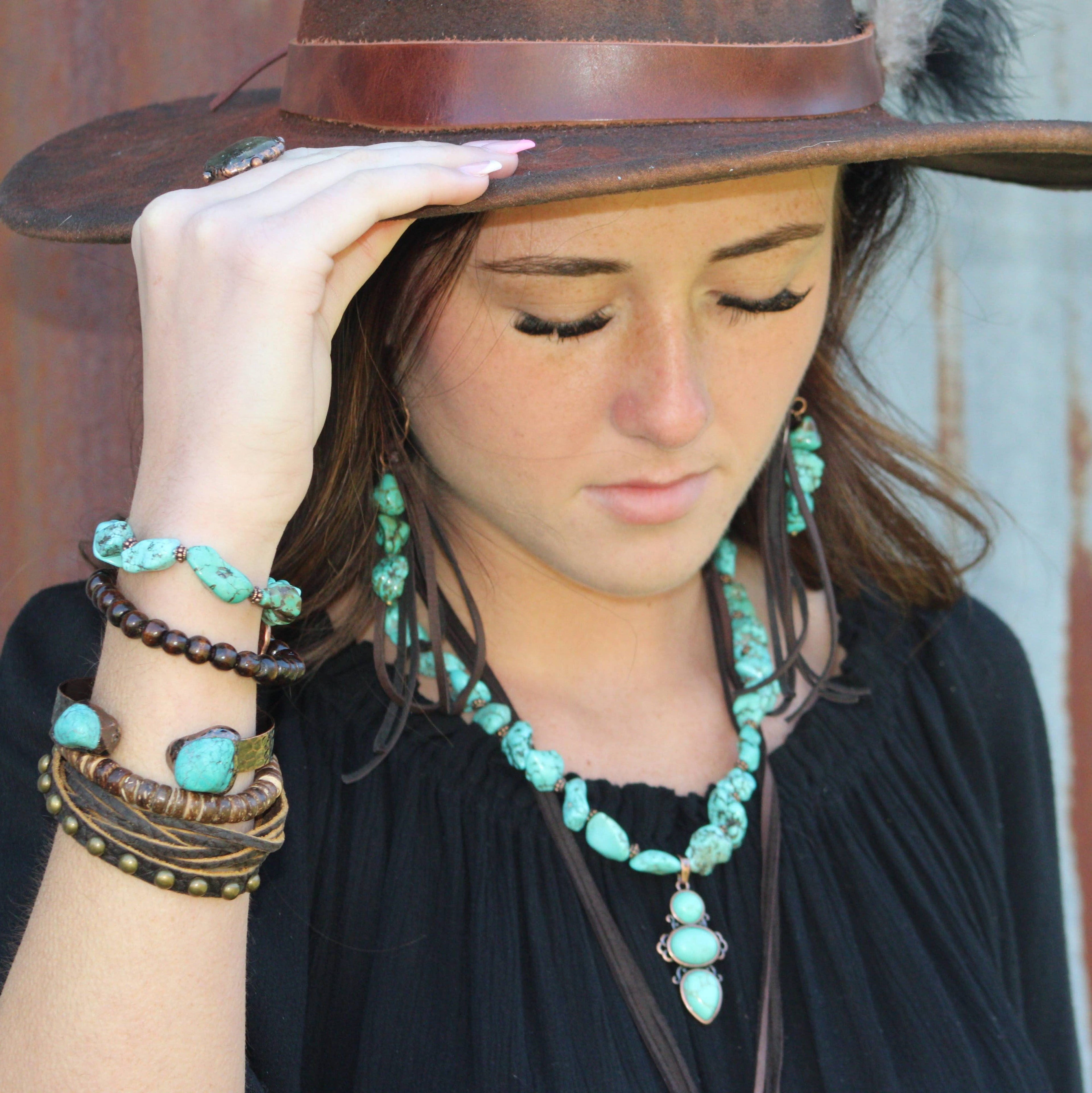 Multi-Strand Leather Cuff with Antique Gold Studs