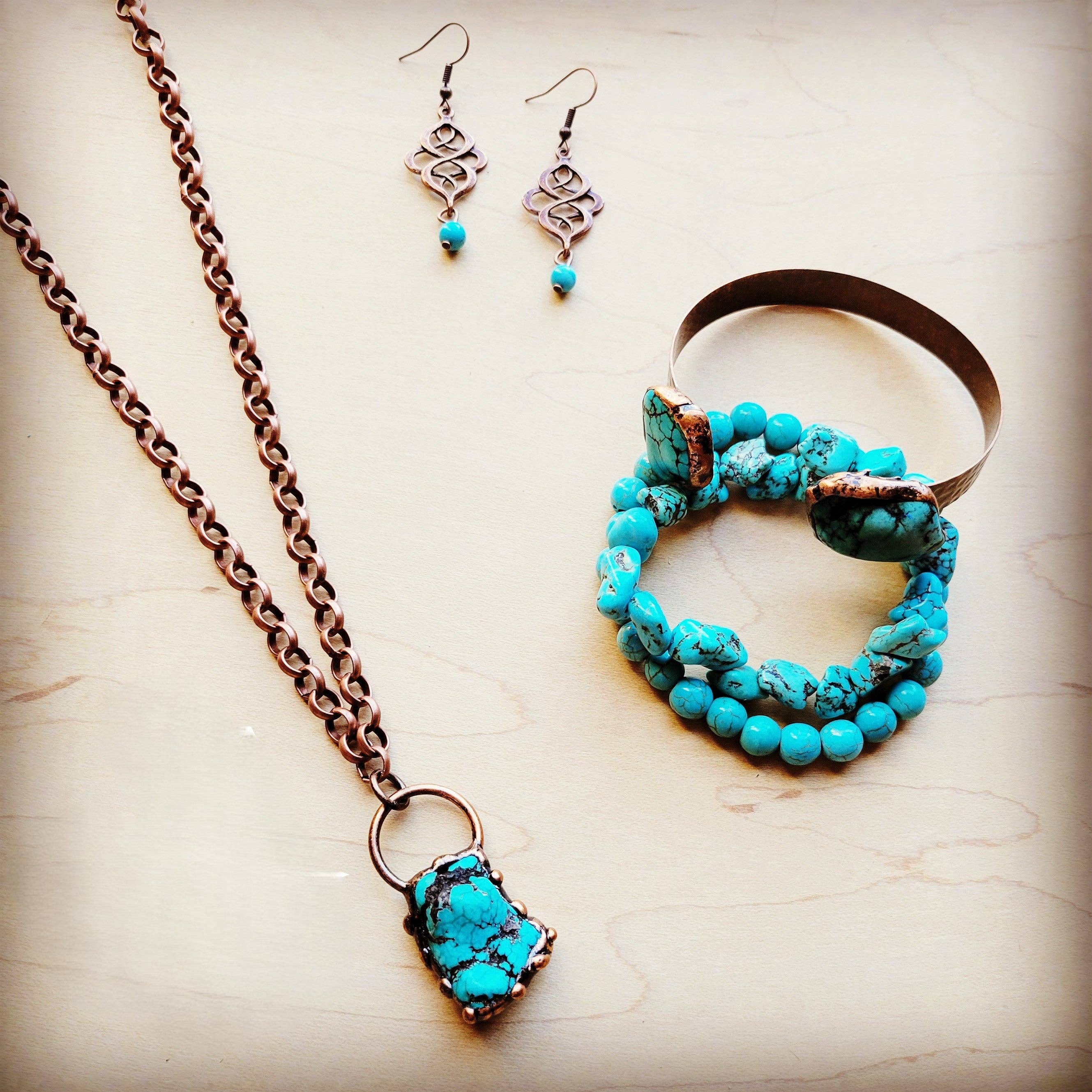 Blue Turquoise Ring set in Antique Copper 012w: Blue