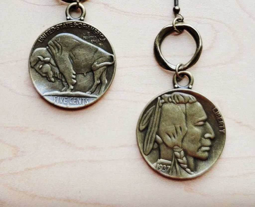 African Turquoise Collar-Length Necklace Indian Buffalo Coin