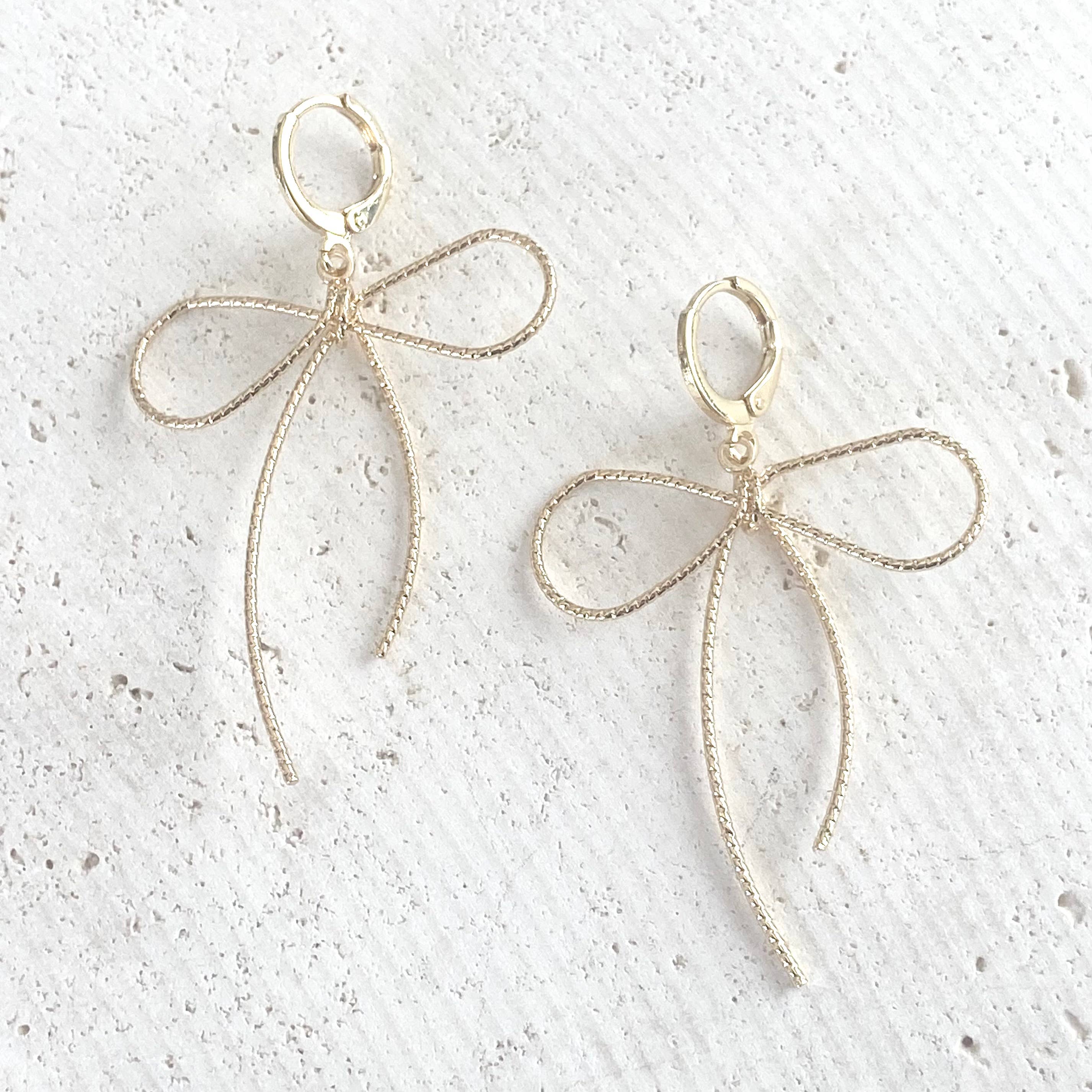 Handmade bow earrings boutique salon jewelry