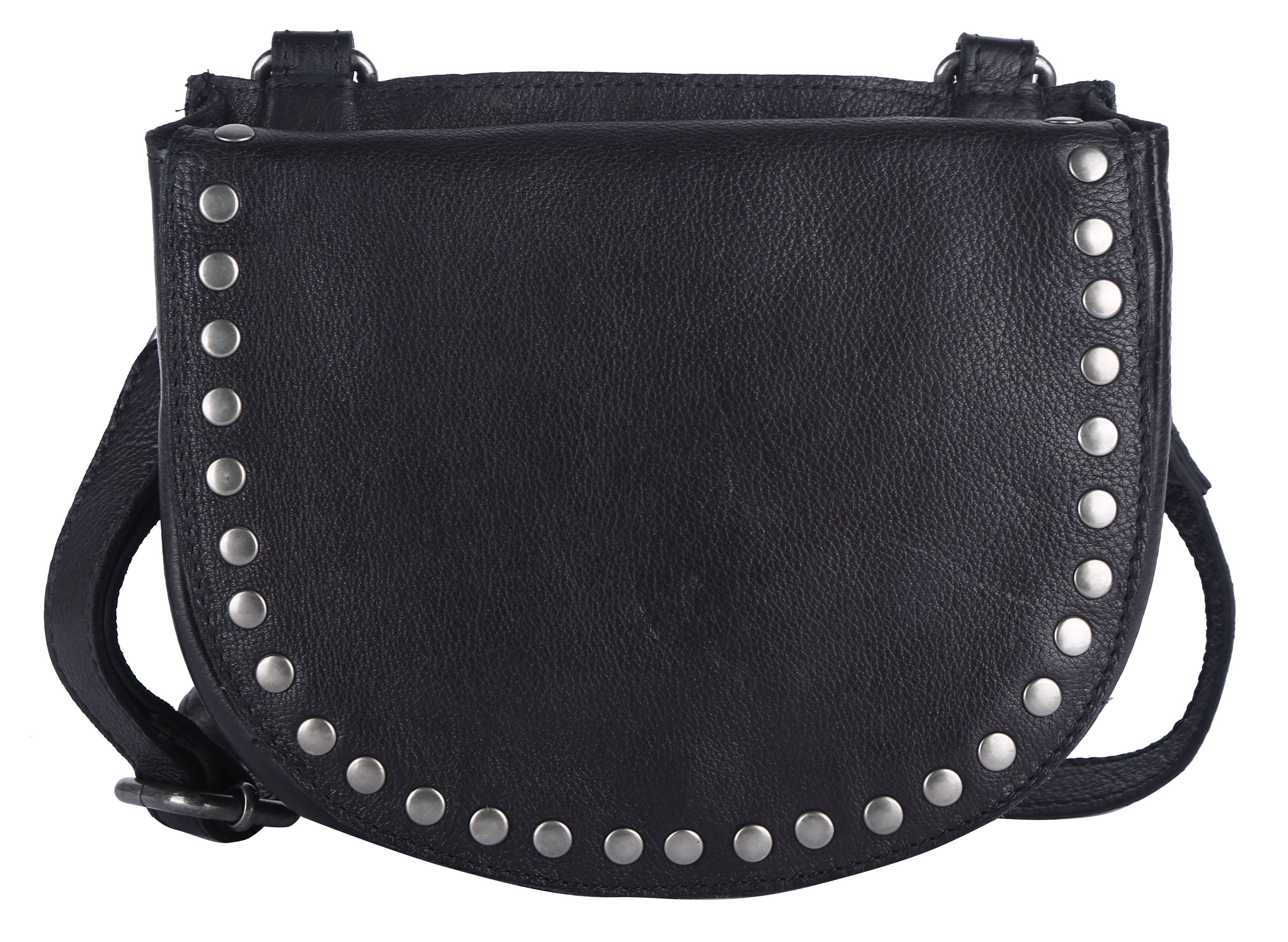 Janna Handcrafted Leather Crossbody Bags: Black