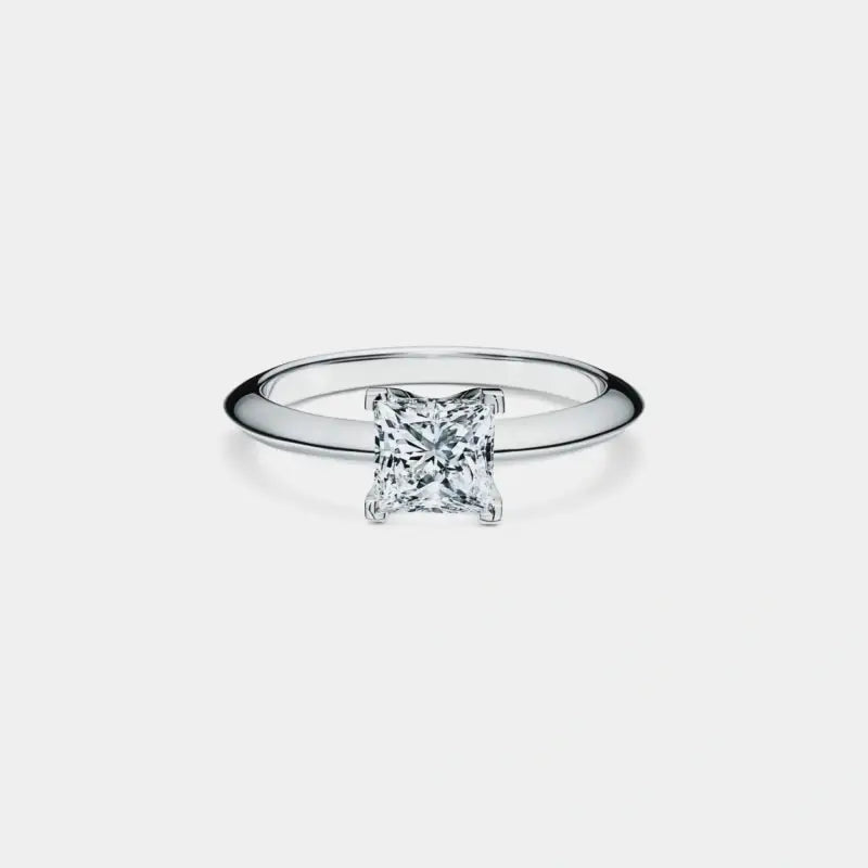 Princess Cut Moissanite Engagement Ring in Sterling Silver: 1.0 ct