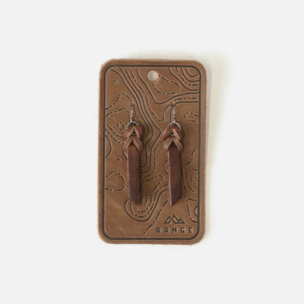 Braided Full-Grain Leather Drop Earrings: Nut Brown