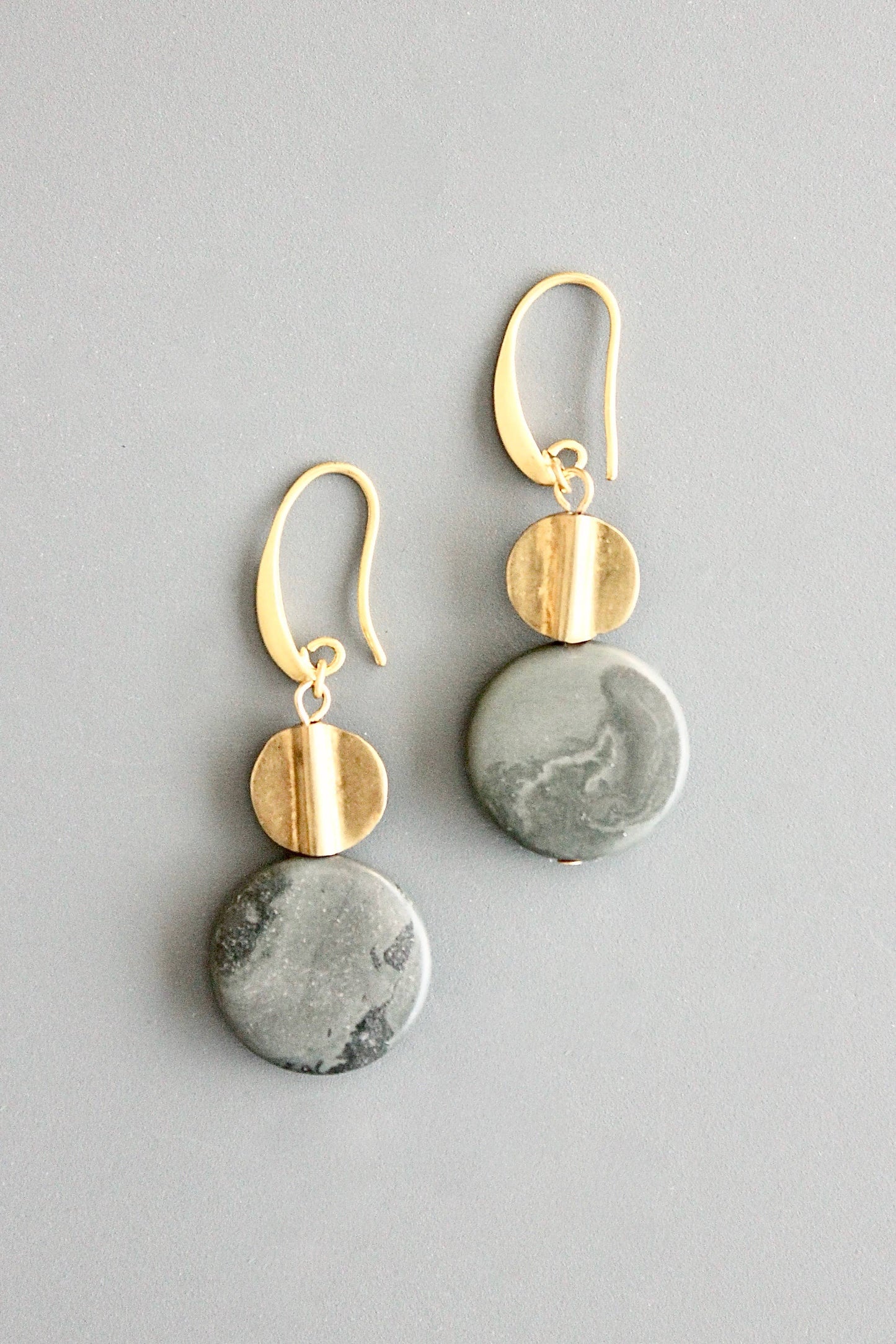 ATHE04 Jasper and brass earrings